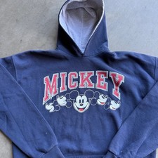 Vintage Disney Designs Mickey Mouse Hoodie Navy Blue XL Made in USA 90s Pullover