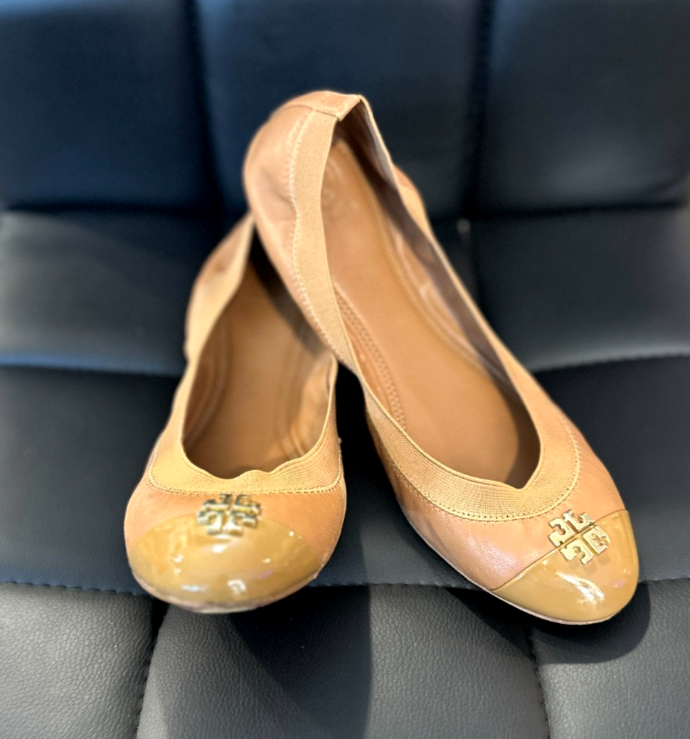 Royal Tan Tory Burch Travel Ballet Flats Tory Burch Minnie Metal