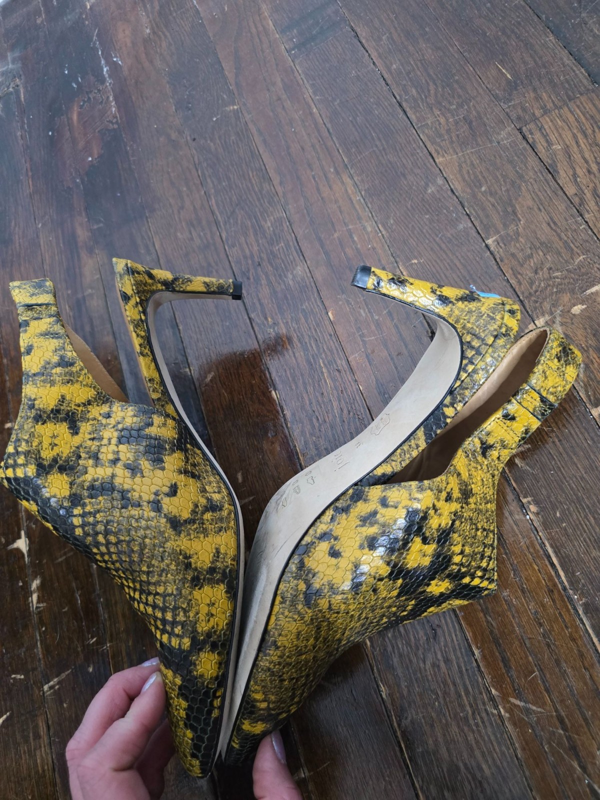 Joie Rines Pump Mustard Yellow Python Snakeskin s… - image 3
