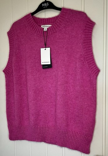 Marks And Spencer Autograph Mohair Wool Blend Knit Vest Jumper Size 18 20 Pink - Picture 4 of 7