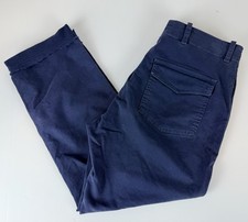 Nili Lotan Shon Stretch Cotton Navy Blue Pants Raw Hem Sz 10 390
