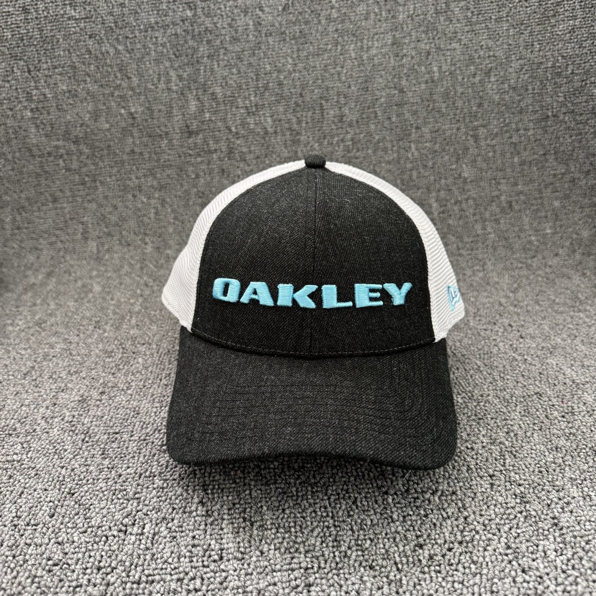 New Era Oakley Trucker Hat Black White Light Blue Logo Cap