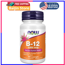 NOW Supplements Vitamin B-12 1,000 mcg with Folic Acid, Chewable, Unflavored