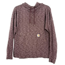 Carhartt Women's Newberry Hoodie M Relaxed Fit Heather Plum Lightweight EUC B70