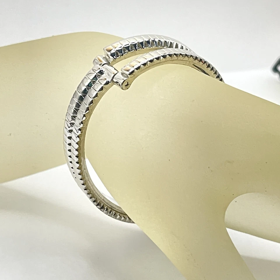 Brazalete con abrazadera de cremallera Eddie Borgo de lujo plata rodio difícil de encontrar raro Foto 3 de 4