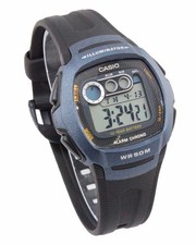 Casio W210-1BVES UNISEX BLACK STRAP BLUE DIAL DIGITAL Men's Boys Watch *Used*