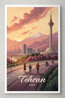 Mystical Tehran Iran Travel Poster - Persian Architecture Art Print A1-A4 Poster