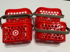 4x Mini Target Shopping Basket Red with Handle Bullseye Logo Spritz Party