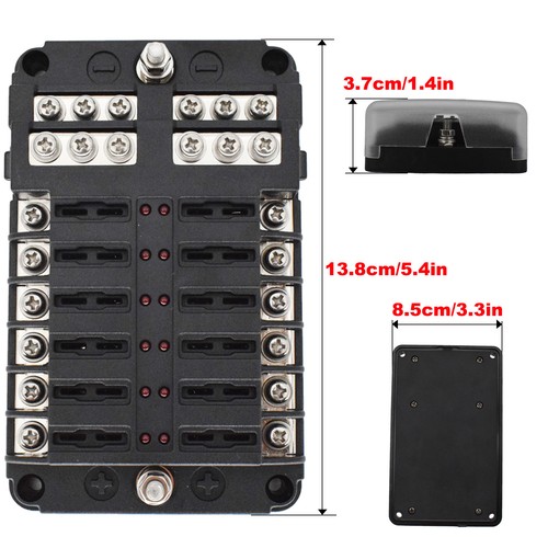 6 / 12 Way 12V 24V Auto Car Power Distribution Blade Fuse Holder Box ...
