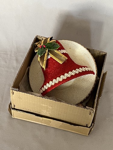 Vintage NOS Flocked Pull String Musical 7" Christmas Bell - Jingle Bells - Japan - Picture 2 of 2