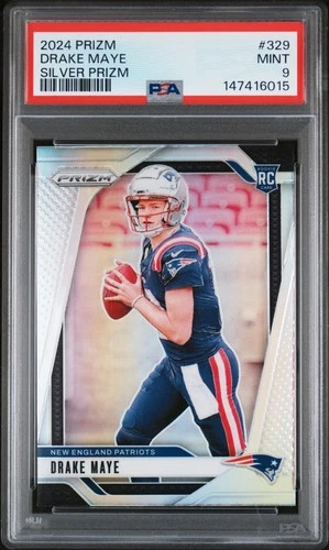 147416015 Drake Maye 2024 Panini Prizm #329 Silver Rookie RC PSA 9