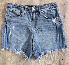 Universal Thread Boyfriend Distressed Denim Shorts Blue Size 10/30 Raw Hem