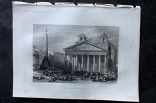 Costello - Piedmont and Italy 1861 Antique Print. Pantheon, Rome