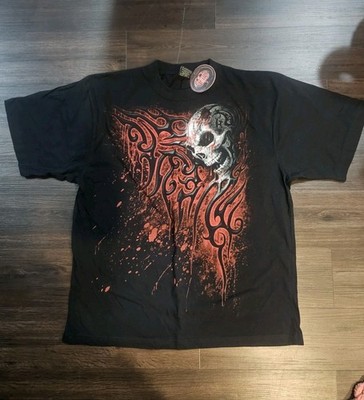 Spiral Brand Skull Gothic Grunge Graphic Double Sided T Shirt Mens XL