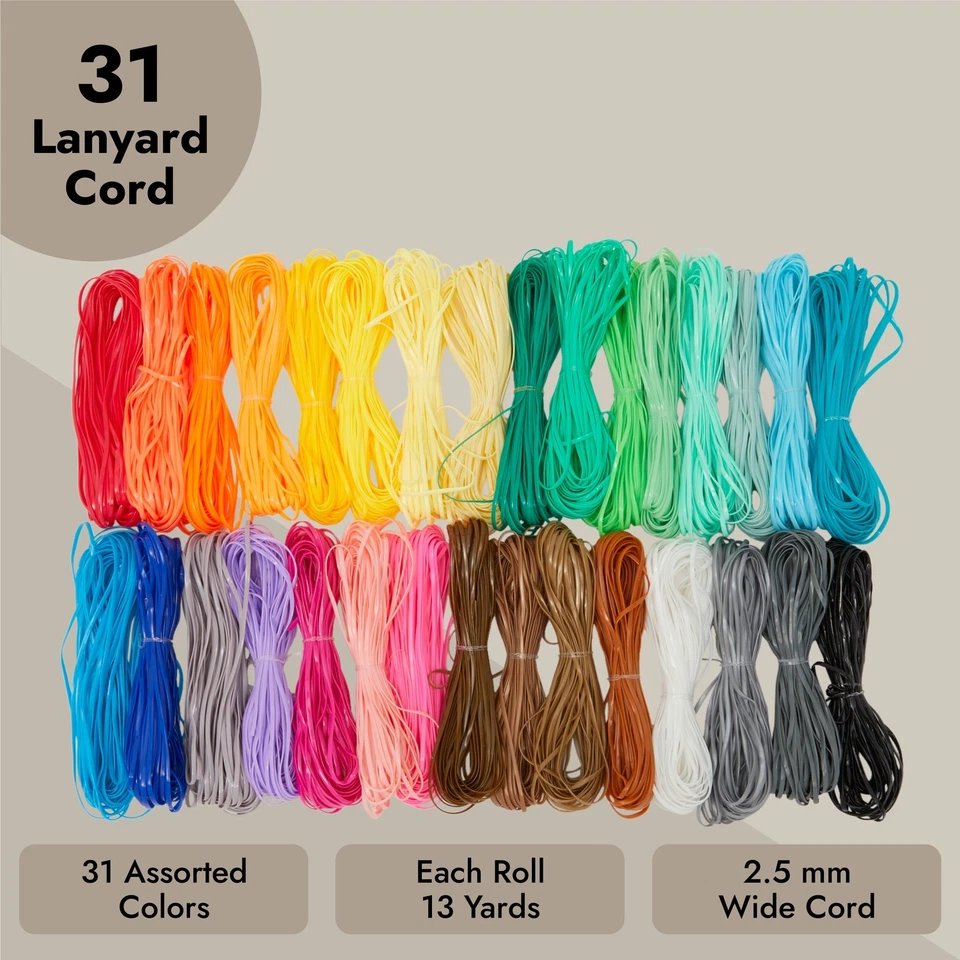 31 Colors Lanyard Gimp String Boondoggle Kit for 15 Keychains, 40 Ft each - Image 3 of 4