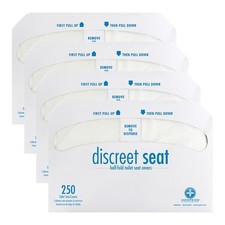 Flushable Toilet Seat Covers - 1000 Disposable Paper Seats, 4 Packs of 250, Half
