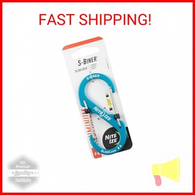 Nite Ize Size-4 S-Biner SlideLock Dual Carabiner, Locking Gates, Aluminum, Blue,