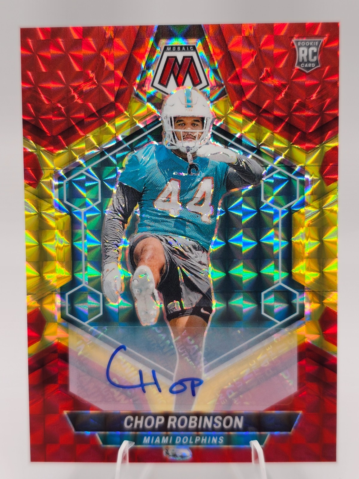 2024 Mosaic Rookie Autograph Mosaic Chop Robinson Red Yellow Miami Dolphins