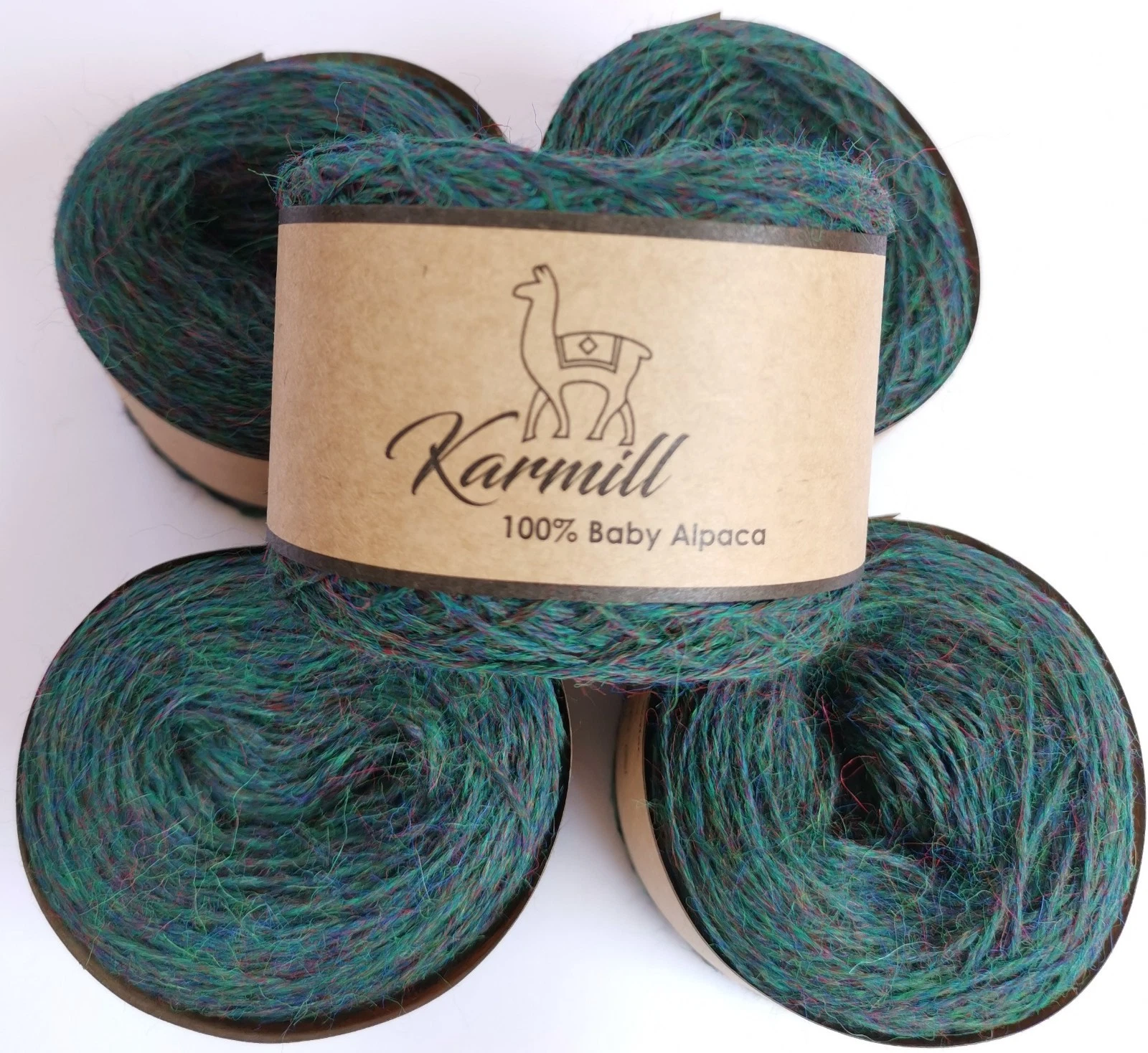 Alpaca Wool Skeins 100% Baby Alpaca Yarn Sport Weight Lot- 5 Green Melange C818 - product detail image 2