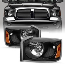 Fit 2005 2006 2007 Dodge Dakota Black Bezel Replacement Headlights Lh Rh Lamps