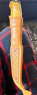 Feststehendes Jagdmesser Edelstahl Clip Point 8 1 9 cm Holzgriff Scheide