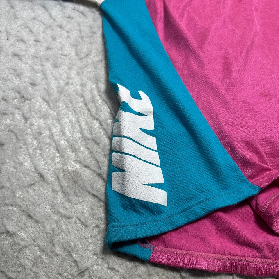 Camiseta deportiva de ciclismo vintage Nike rosa azul blanco retro para mujer talla grande L Foto 3 de 4
