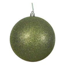 Vickerman 4" Plastic Ball Ornaments in Glitter Olive Green (Set of 6)