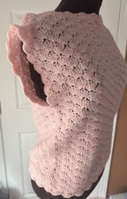 Handmade 1981 Pink Crocheted Vest Women  s Small Vintage Shell Boho Romantic USA