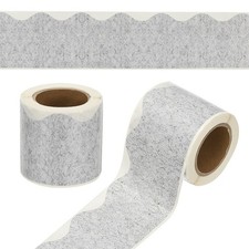 2 Roll 32.8Ft Scalloped Border Trim for Bulletin Board, Grain Silver