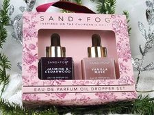 Sand + Fog Eau De Parfum Perfume Oil Dropper Jasmine Cedarwood Vanilla Musk SET
