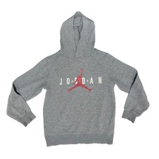 Kids Jordan Grey Hoodie Jumpman Logo Pullover Sweatshirt Large 12-13