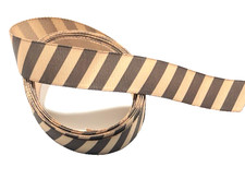 3 yards 7/8" Brown Diagonal Stripes on Tan Grosgrain Ribbon 100 polyester