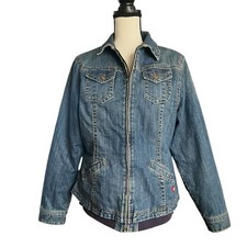 Vintage 90 s Dickies Denim Trucker or Chore Full Zip Jacket. SZ. L