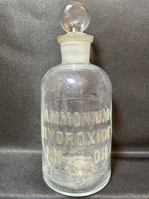Vintage Ammonium Hydroxide NH4 OH Glass Stopper Bottle TCW&Co