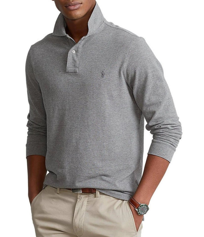 Ralph Lauren Men's Classic-Fit Mesh Polo Shirt - Soft Grey