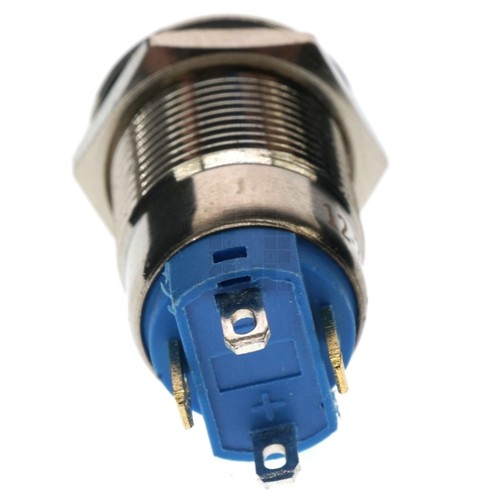 12mm Threaded Metal Pushbutton, Locking, White LED, 12-24VDC, IP65, SPST - Picture 6 of 15