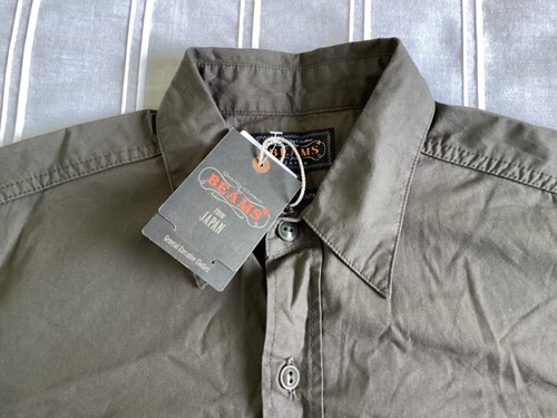 BEAMS JAPAN USN POPLIN WORK SHIRT SIZE M MEDIUM OLIVE MENS 100% COTTON JP - Picture 4 of 7