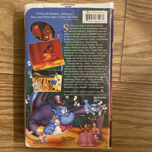 Rare Walt Disney Classic Aladdin Black Diamond First Print 1662-1 (VHS, 1993) - Picture 2 of 5