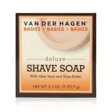Van Der Hagen Deluxe Shave Soap 2.5 oz Hypoallergenic Shea Butter - 6 Pack