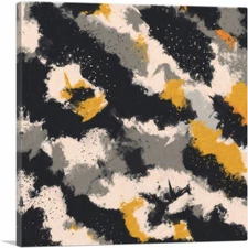 ARTCANVAS Yellow Black Tan Camouflage Pattern Square Canvas Art Print