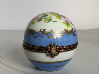 Rare Vintage Limoges, France Porcelain Trinket Box with Miniature