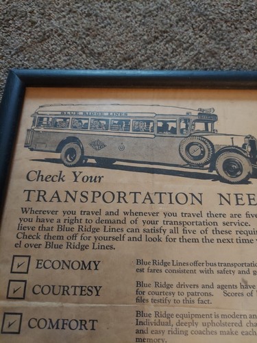 Pubblicità vintage con cornice Blue Ridge Bus Lines - Foto 9 di 10