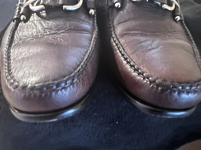 Alan Payne Mens 10.5 C Loafers Brown Deer Leather Horse bit  display picture 1