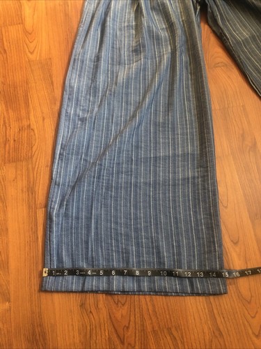 LUXY USA gonna pull-on gamba larga pantaloni plissettati blu palazzo a vita alta taglia large - Foto 10 di 10