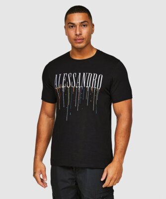 Alessandro Zavetti T-Shirt Short Sleeve Crew Neck Regular Fit Artista Tee  Black UK
