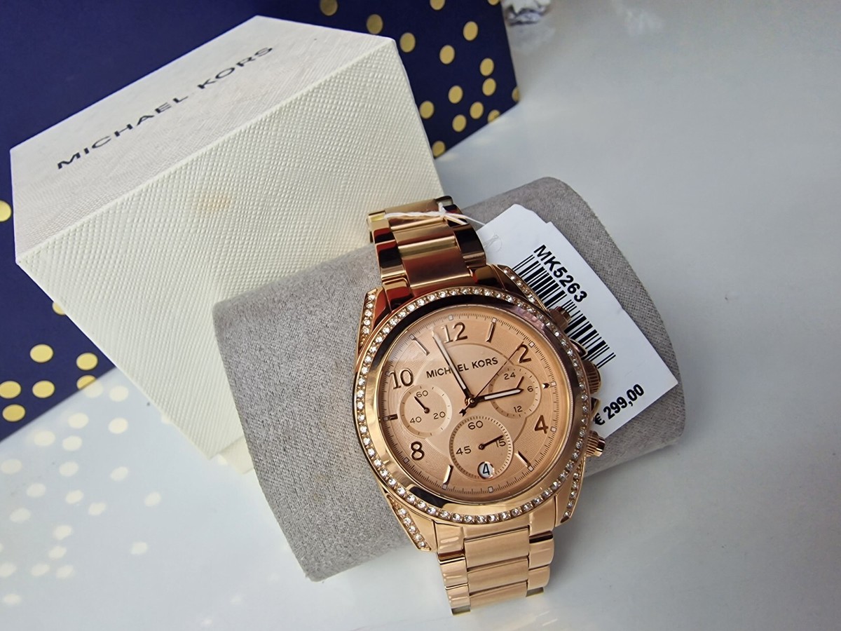 Michael Kors Blair Rose Gold Dial Crystals Chronograph Watch 39mm - MK5263 Michael Kors Ladies Watch 39mm Rose Gold Blair Chronograph  main image 2