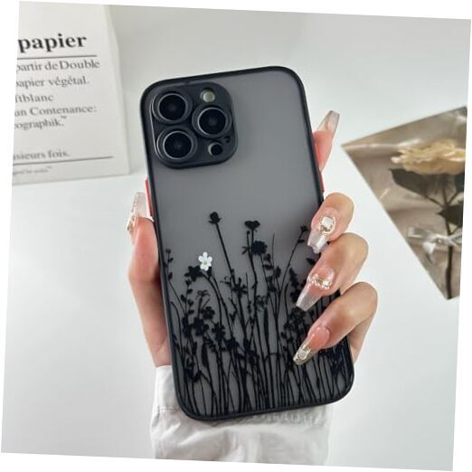 【サイズ:iPhone15(ClearBlack)_色:Flowers】CASE Amazon.com: OOK Magnetic for iPhone 15 Case Flower Design