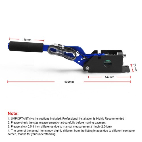 USB Handbrake w/Clamp for PC Windows for Sim Racing Games G25/G27/G29/T500 Blue - Picture 2 of 11