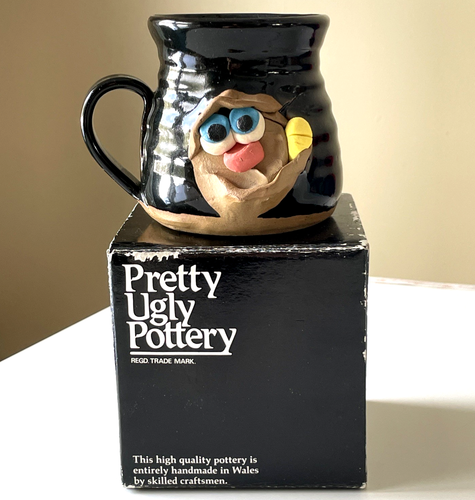 Tazza da caffè in ceramica Pitty Ugly Pottery Art Silly Face made in Gallese vintage anni 70 - Foto 2 di 16