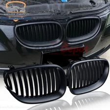 Pair Matte Black Front Kidney Grill for 2003-2010 BMW E60 E61 M5 550i 530i Sedan